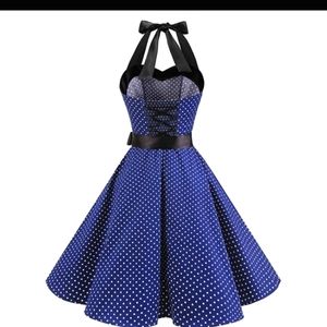 Dark blue retro rockabilly dress xxl